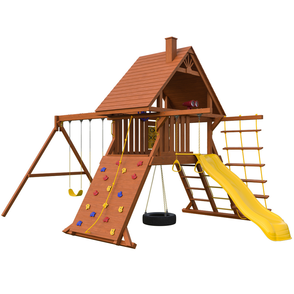 New Sunrise Зарница с деревянной крышей из каталога детских игровых комплексов  в Казани по цене 213500 ₽