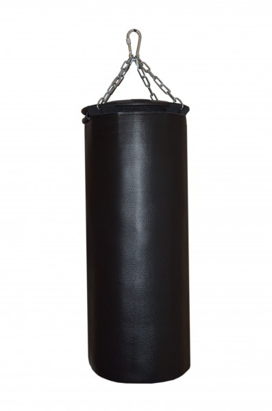 Подвесной боксерский мешок и груша Рокки натуральная кожа 150х45 см черный