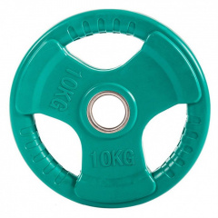 Profi Fit 3 HANDLE 10 кг обрезиненный (с хватами) из каталога дисков для штанги с посадочным диаметром 50 мм. в Казани по цене 4930 ₽
